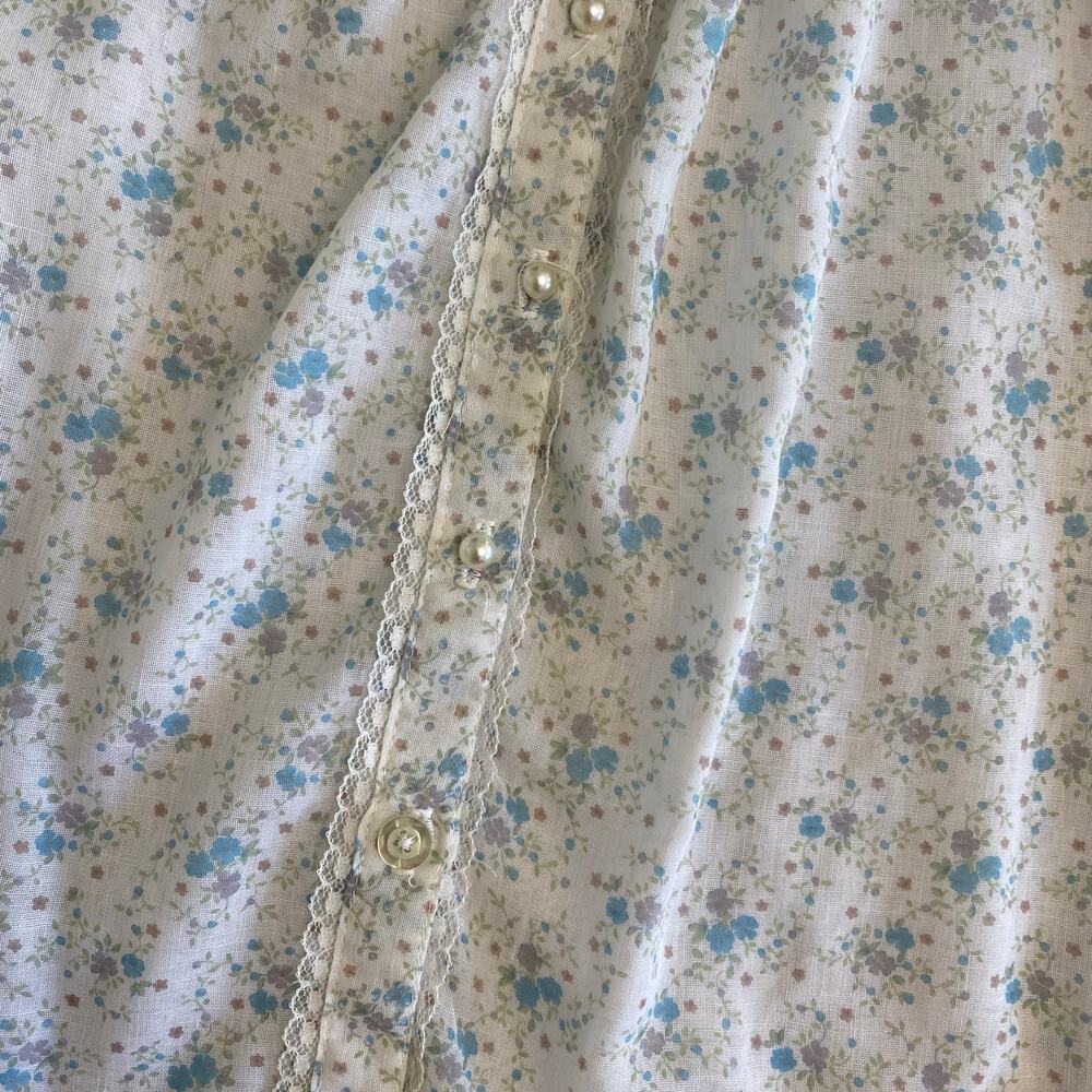 Gunne Sax Jeunes Filles Vintage 1970 Cream Blue Floral Ruffled Skirt Set Size 14 - Picture 15 of 16